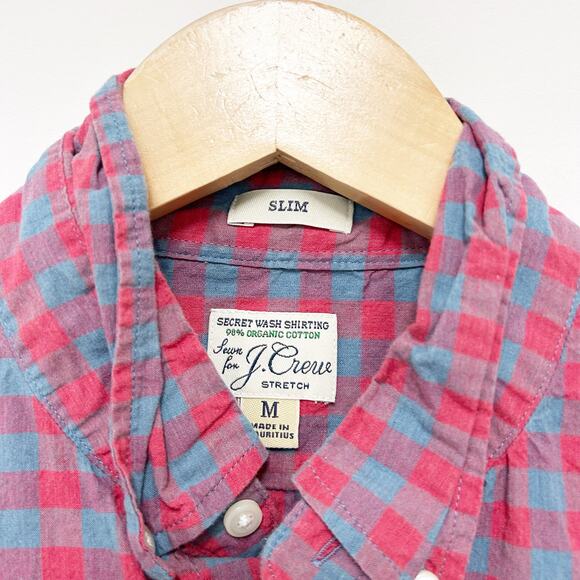 J. Crew Plaid Organic Cotton Slim Fit Long Sleeve Button Down Sz M - Picture 3 of 5